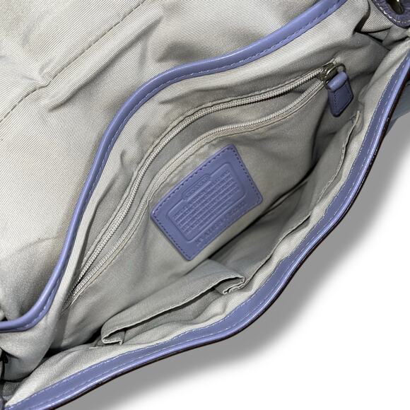 Coach Soho Y2K 1990s Pleated Leather Soufflet Bag Flap Buckle Purple F15203 - Picture 9 of 15